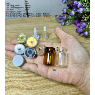 Combo 10 Chai lọ 3ml 5ml 7ml 8ml 10ml 15ml vacxin đóng nút đựng serum mỹ phẩm