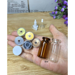 Combo 10 Chai lọ 3ml 5ml 7ml 8ml 10ml 15ml vacxin đóng nút đựng serum mỹ phẩm