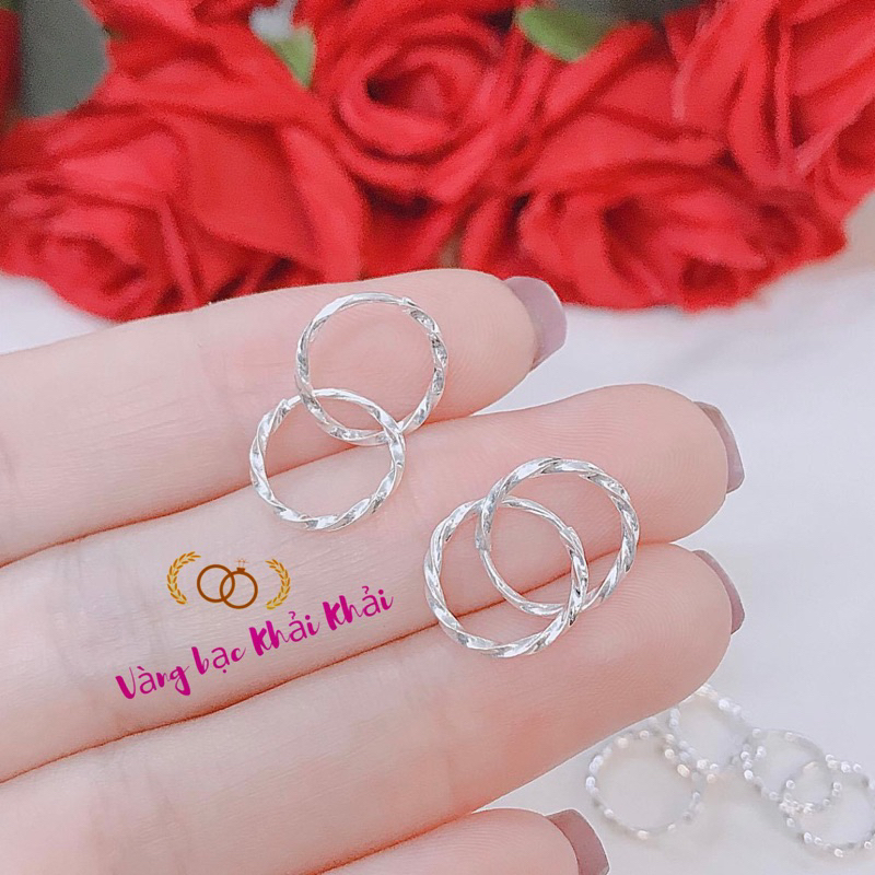 Bông Tai Bấm Tròn Bạc Ta - Bông Tai Nam , Nữ, Trẻ Em Đều Đeo Được - Vàng Bạc Khải Khải