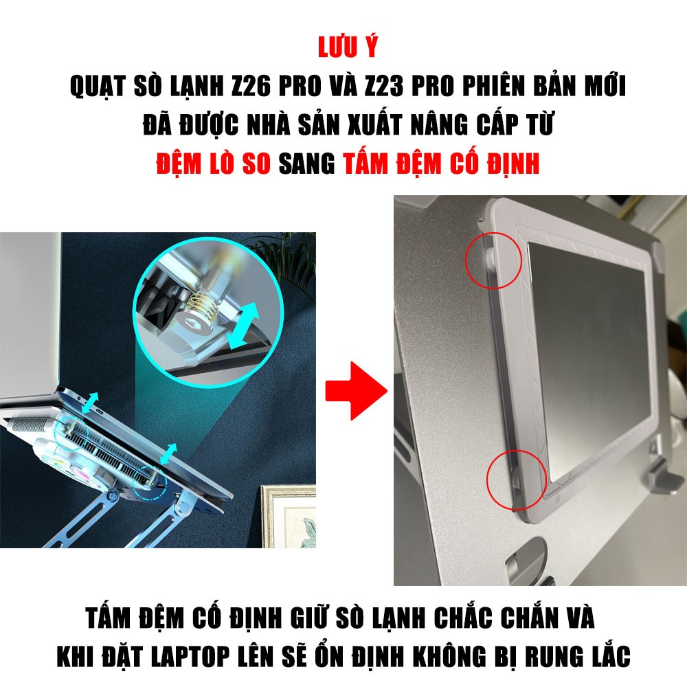 Quạt tản nhiệt laptop máy tính Z18 Pro - Đế tản nhiệt Giá đỡ laptop 17 inch Surface book pro | BigBuy360 - bigbuy360.vn