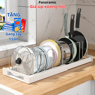 Giá úp xoong nồi chảo chén đĩa đa năng, kệ cài để bát đũa chia ngăn tủ bếp ĐIỀU CHỈNH ĐỘ DÀI khung inox PN_GCXN101