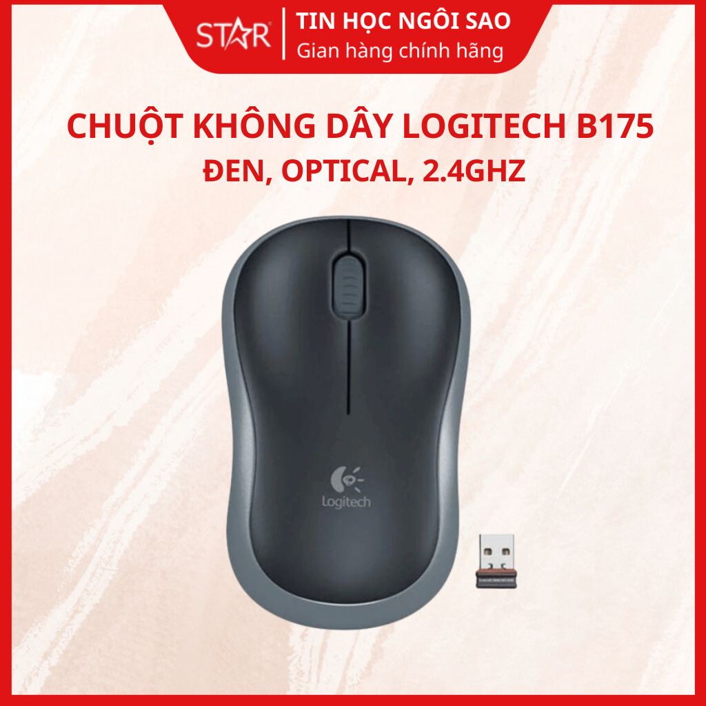 Chuột Logitech B175 Optical Wireless (Black) -  Bảo hành 36 tháng
