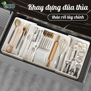 Khay đựng đũa thìa chia ngăn kéo nhà bếp có thể mở rộng, tháo rời tùy chỉnh đa năng