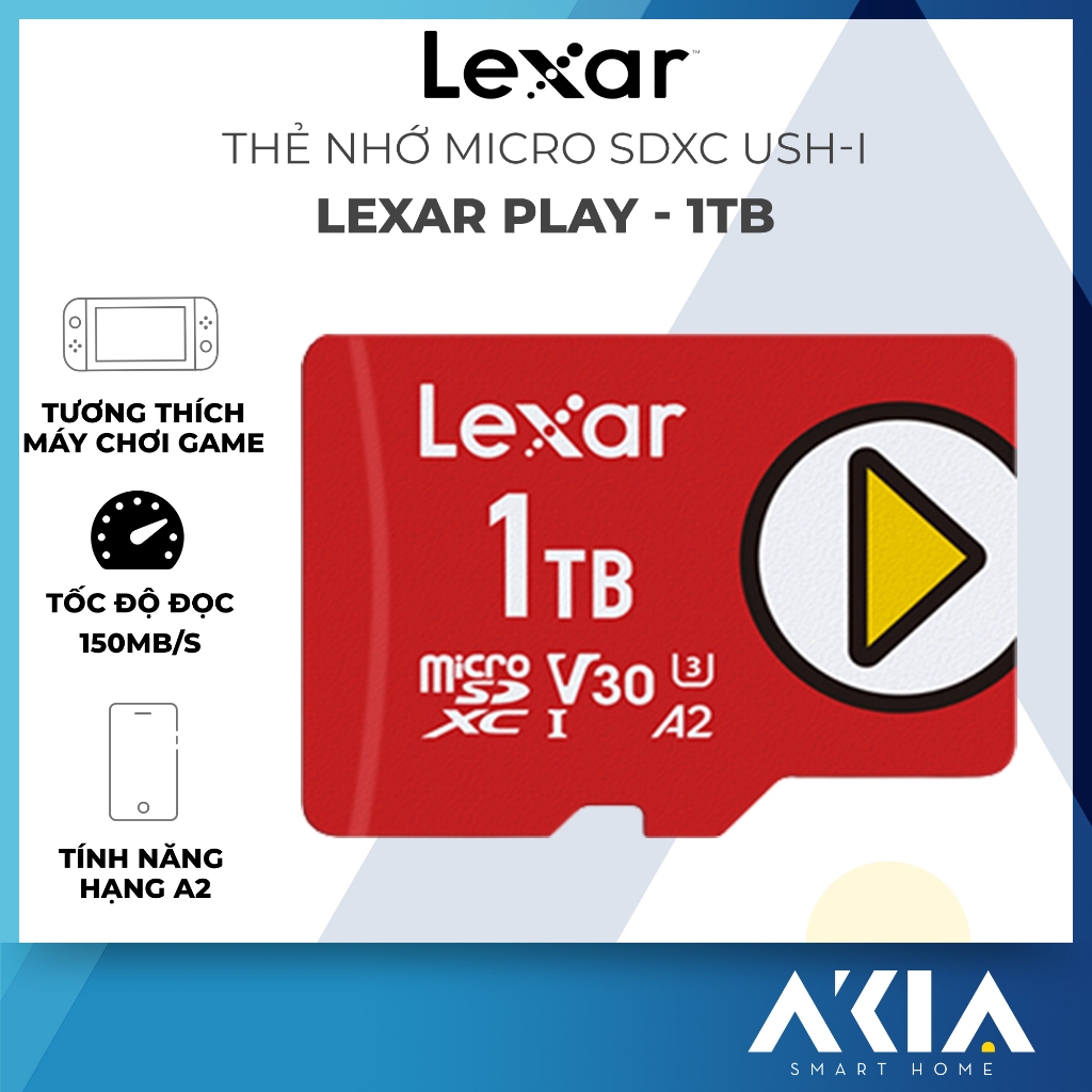 Thẻ nhớ micro SDXC 512GB/ 1TB Lexar PLAY UHS-I, tốc độ đọc 150Mb/s, hỗ trợ máy chơi game Nintendo