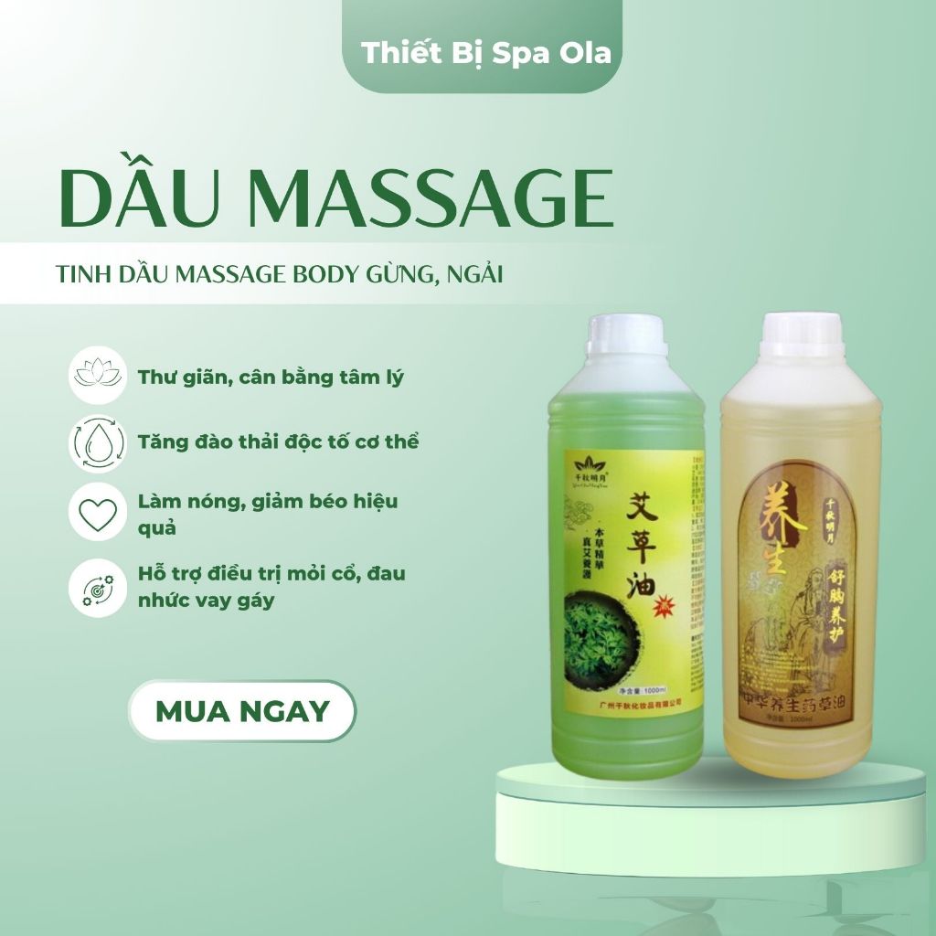 Dầu Massage Body Ngải Cứu và Gừng, Dầu Gừng Massage, Dầu Massage Cổ Vai Gáy Ola Giảm béo, Đả Thông K