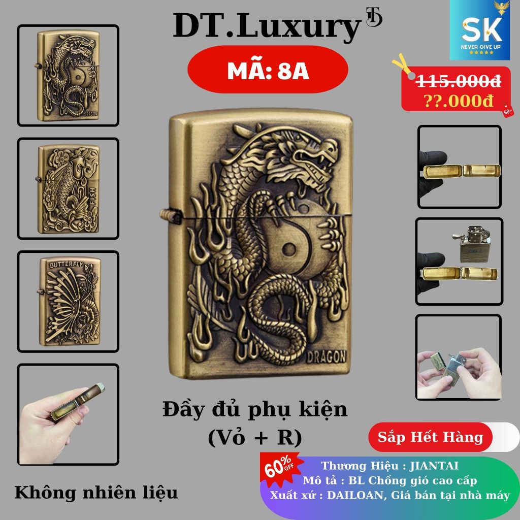 Vỏ Jippo Độc Lạ (M-8A0) Chất liệu Đồng Thau (Không Bao Gồm Nhiên Liệu)