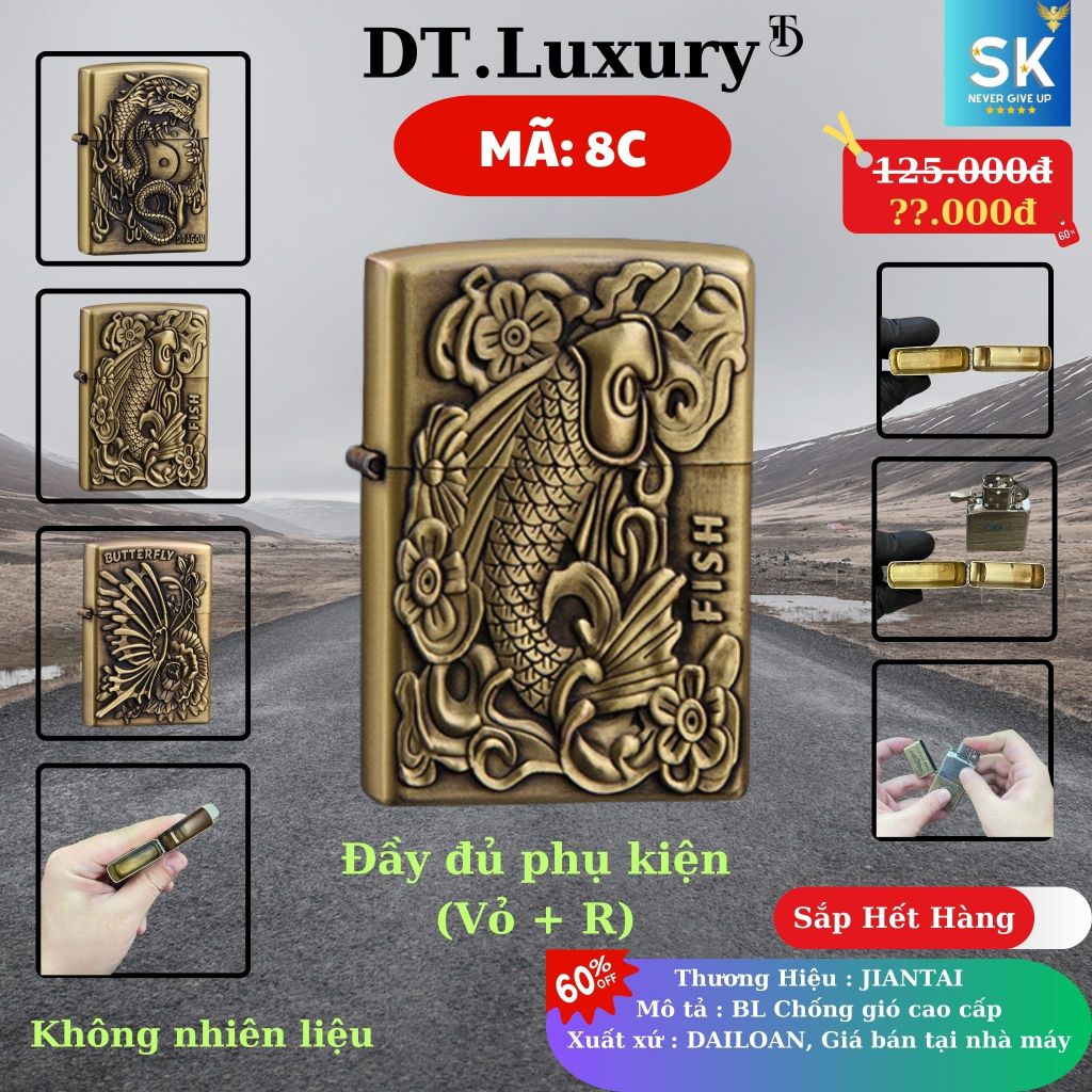 Vỏ Jippo Độc Lạ (M-8C0) Chất liệu Đồng Thau (Không Bao Gồm Nhiên Liệu)