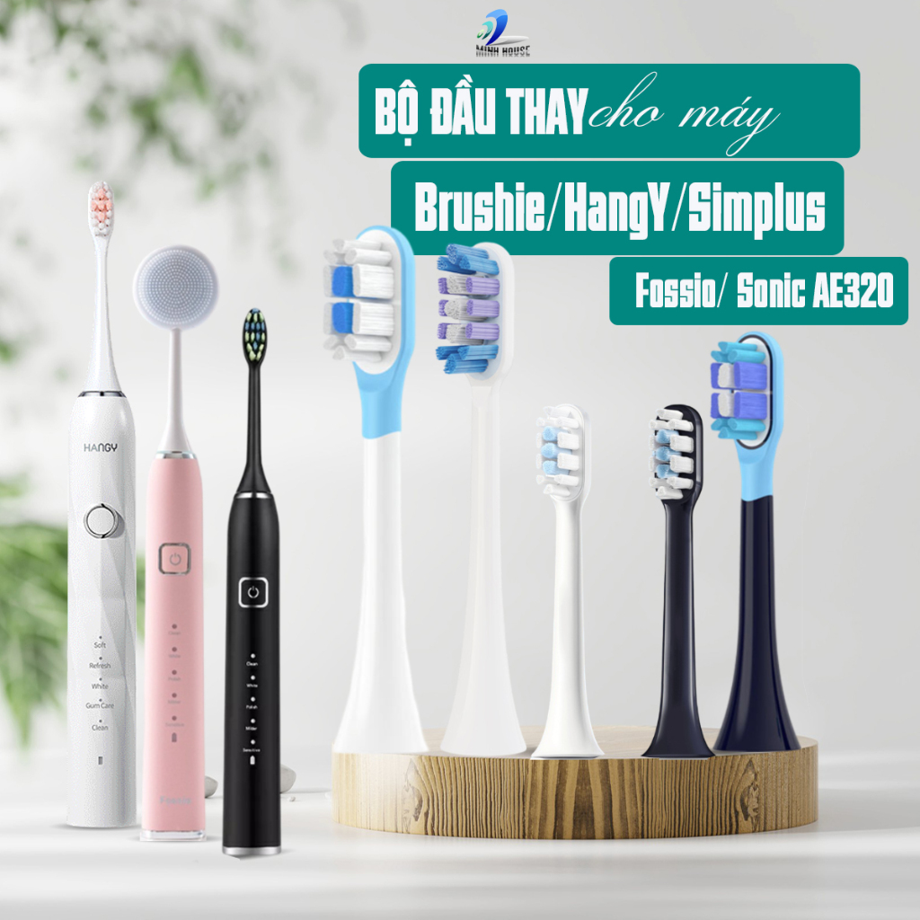 Cho máy Brushie, Fossio, Sonic AE320, Set bộ 2 đầu bàn chải điện thay thế nhiều mã, New Minh House