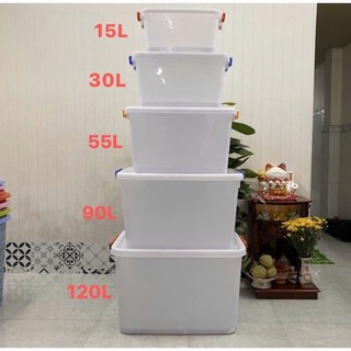 (Hà Nội) Combo x3 Thùng nhựa 55L vuông (Bánh xe)