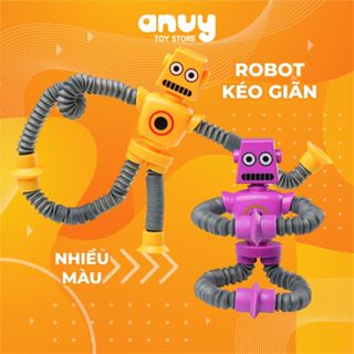 Robot ống pop lò xo kéo giãn dài có đèn Led đồ chơi cho bé