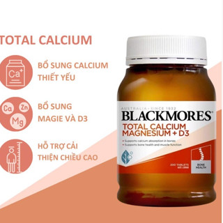 Viên uống bổ sung Canxi Total Calcium & Magnesium + D3 Blackmores, 200V