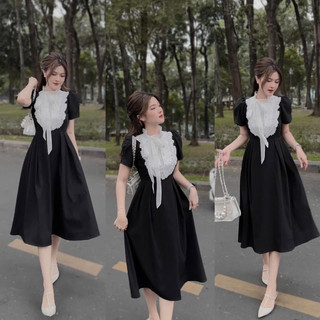 ĐẦM NỮ, ĐẦM TIỂU THƯ PHỐI REN CAO CẤP, THẮT DÂY NƠ XINH XẮN DUYÊN DÁNG, SIZE S M L, KÈM ẢNH CHỤP THẬT