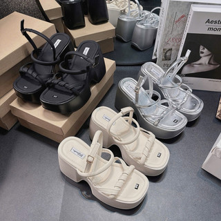  NS2 Sandal xuồng quai xoắn đế Pu xinh cao 9 cm nhẹ -Bonita Shoes PU003 