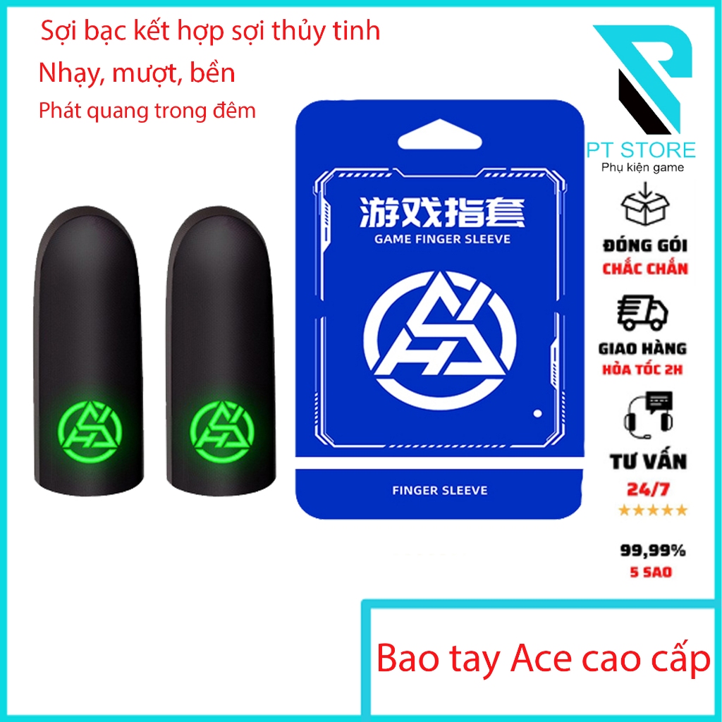 Bao tay chơi game chính hãng ACE cao cấp sợi thủy tinh và sợi bạc chơi PUBG FF Tốc quân...(Bao tay phát quang trong đêm)