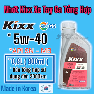 Nhớt Tổng Hợp Kixx Ultra Scooter 5W40 0,8L Nhập Khẩu Hàn Quốc Cho Xe  ( Tay Ga )  >>>>