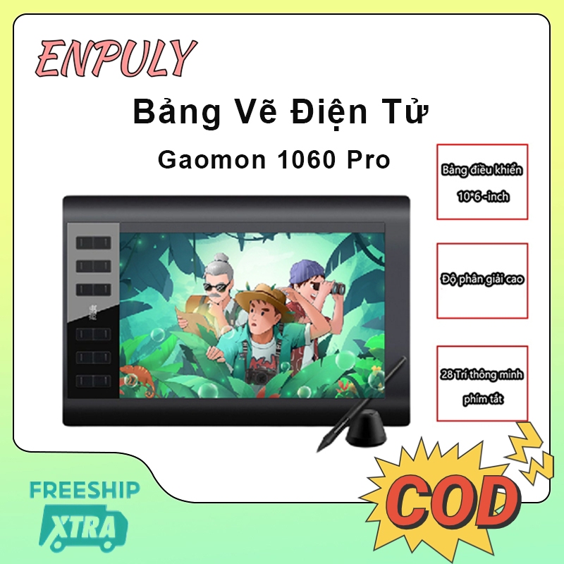Bảng vẽ điện tử Gaomon 1060 Pro - 10*6 inch, 8192 cấp độ lực, độ nhạy cao, độ trễ thấp