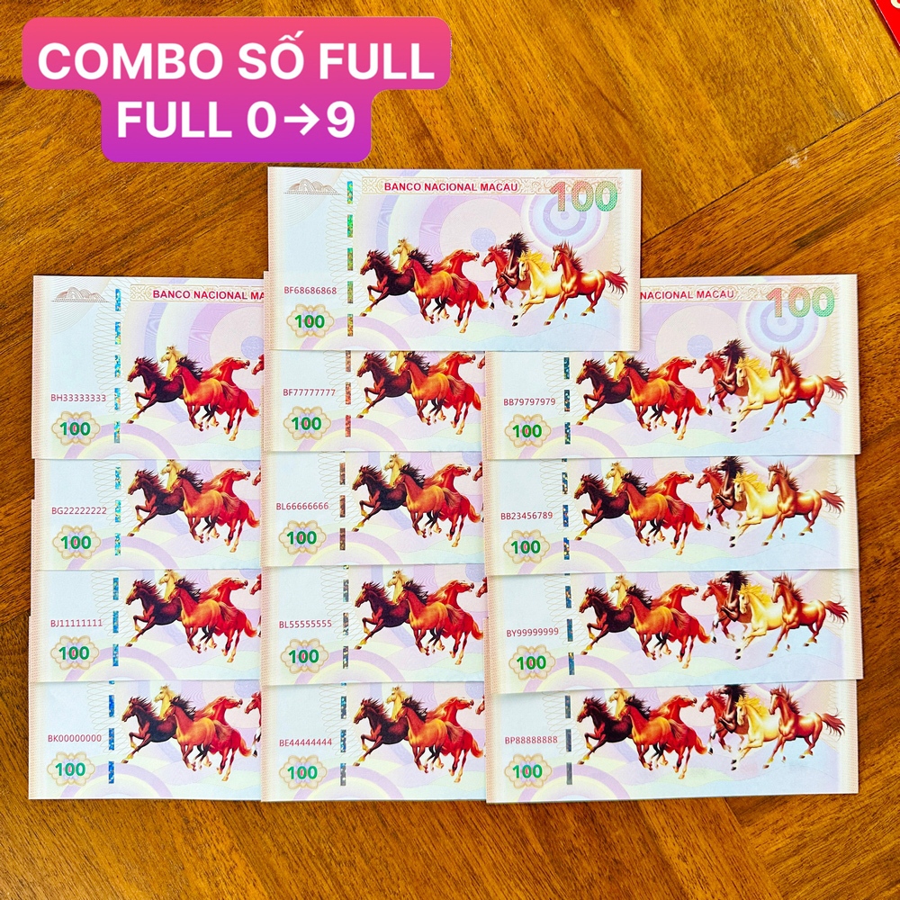 [SIÊU HÓT] Bộ 13 Tờ Seri Siêu Vip Mã Đáo Thành Công Lưu Niệm Macau Sảnh Rồng, FULL 0-9 Cực Vip, Taxi