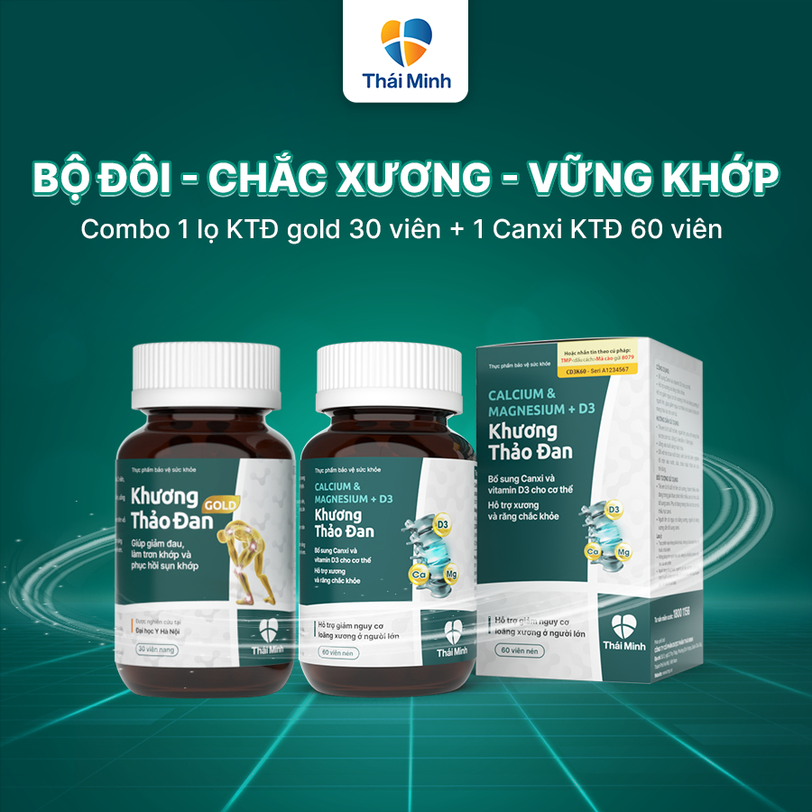 Bộ Đôi Xương Khớp - Khương Thảo Đan Gold & Viên Uống Canxi - Hỗ trợ Xương Khớp Chắc Khoẻ