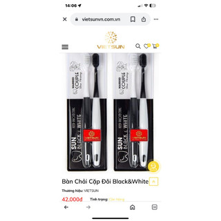 Bàn chải đánh răng đôi cao cấp Việt sun Black & White - Cặp