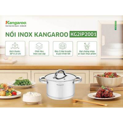 Nồi inox 20cm Kangaroo KG2IP2001