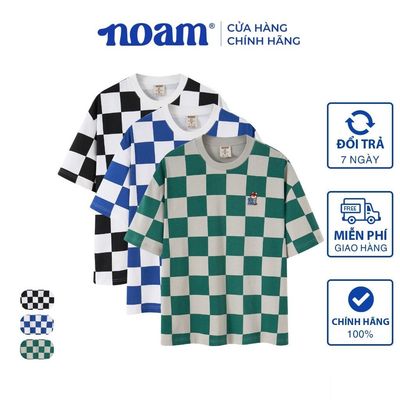 Áo thun Form rộng NOAM Checkered Board 100% Cotton 280GSM - Karo Đen/ Karo Xanh/Karo Xám