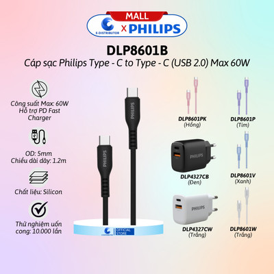 [HỎA TỐC] Củ sạc nhanh Phlilips DLP4327 - Cáp sạc Philips DLC8601 - Hàng chính hãng