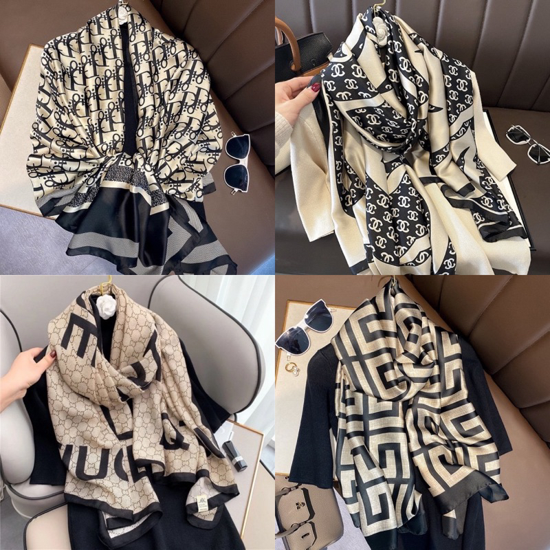 Khăn Choàng Lụa Cao Cấp , Khăn Quàng Cổ Choàng Vai Ban To 180*90 Họa Tiết Thanh Lịch Trẻ Trung k3  { N205 }