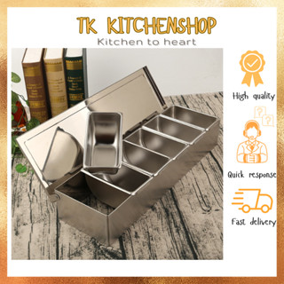 Khay Đựng Gia Vị / Đựng Topping / Đựng Thạch Trà Sữa ( Hộp Dài ) /Hộp đựng gia vị bằng inox 4/5/6 ngăn