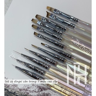 cọ cán trong bảy màu ,Cọ nét , cọ bản, cọ ombre, cọ đắp gel vuông dingxi thân cọ bảy màu trong