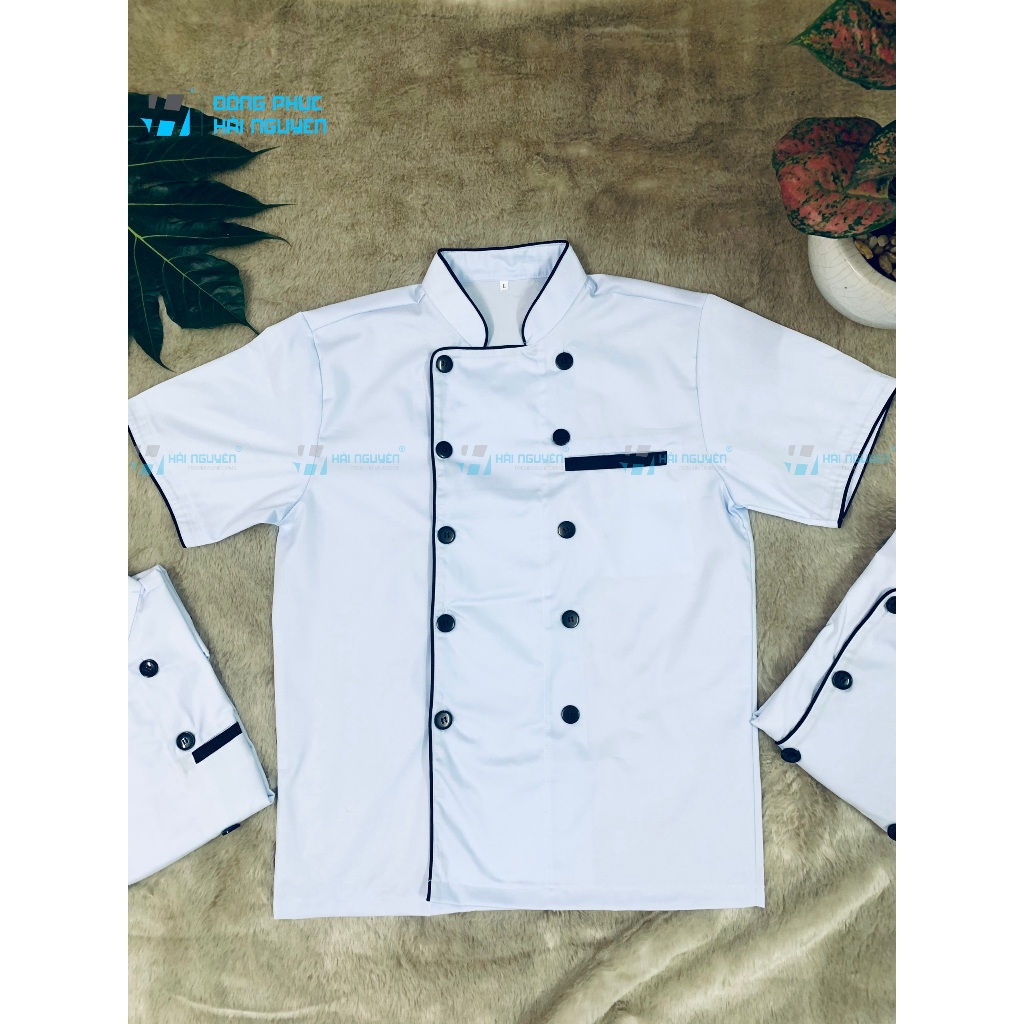 Áo bếp màu trắng ngắn tay mẫu đẹp dành cho Nam và Nữ