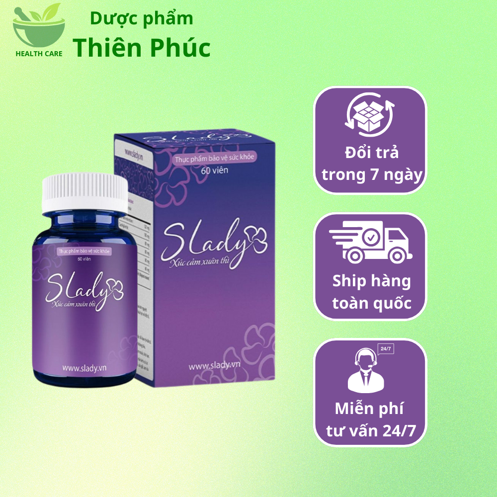 Viên Uống Slady - Cải Thiện Nội Tiết, Tăng Cường Sinh Lý Nữ, Giảm Khô Hạn, Bốc Hỏa,Mất Ngủ, Điều Hòa Kinh Nguyệt