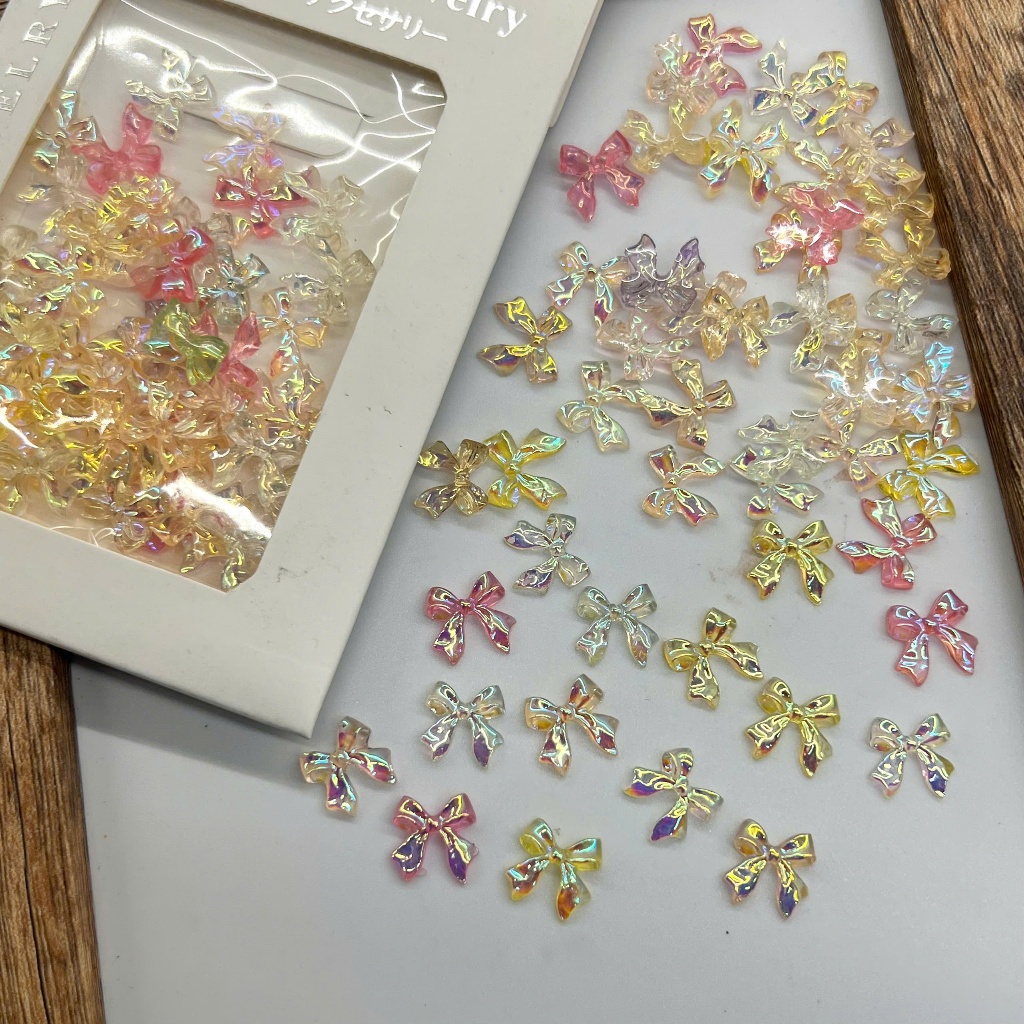 Sét charm nơ thạch mix màu gắn móng