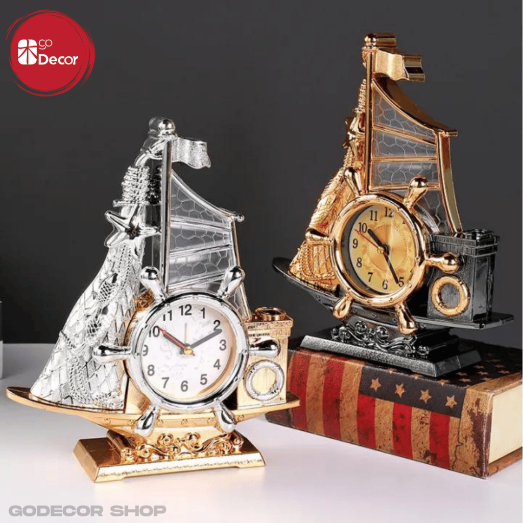 Đồng Hồ Báo Thức Mô Hình Tàu Thuyền Đẹp Trang Trí Bàn Học, Phòng Khách, Phòng Ngủ, Quà Tặng