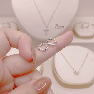 Khuyên tai nữ bạc 925 hình tròn xoắn Basic đeo hàng ngày xi kim | HARMONY ACCESSORIES K308