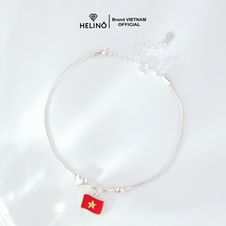 Lắc tay bạc 925 HELINO charm lá cờ Quốc kỳ Việt Nam kết hợp charm trái tim và charm tròn V34