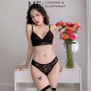 Bộ đồ lót ren Áo Ngực KHÔNG GỌNG MÚT MỎNG thoải mái quần lót cánh tiên gợi cảm không viền hông ME ME LINGERIE 