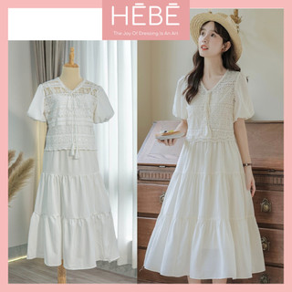 Set váy nữ Miki thiết kế áo ren chân váy xòe điều đà, Đầm nữ thời trang chất vải cao cấp hai lớp chống nhăn mát mẻ HEBE
