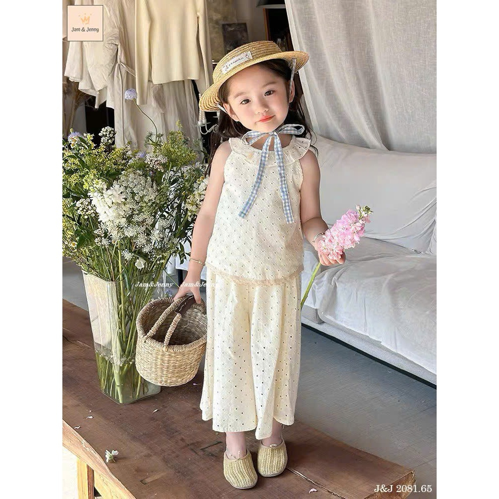 Set lửng cổ yếm bèo chất vải mềm thoáng mát xuất dư xịn jam jenny cho bé 2-12T - Bigbaby shop