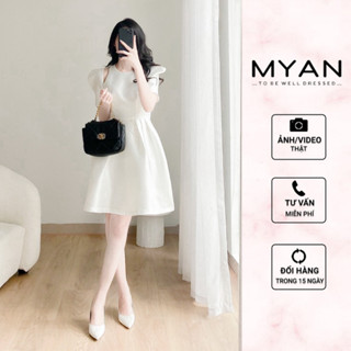 MYAN DESIGN Váy Xòe Cut Out Tafta Dáng Ngắn Mini Màu Đen Trắng VVN082201
