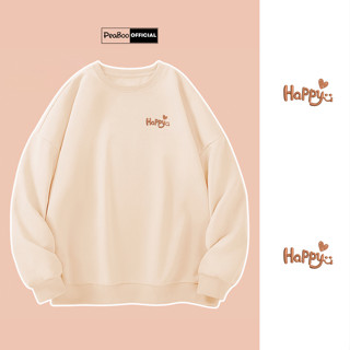 Áo Sweater THÊU Happy Heart Nam Nữ By PEABOO Unisex Chất Nỉ Lót Bông Form Rộng