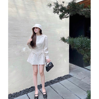 ĐẦM TRƠN XOÈ TAY DÀI (về thêm loại đính nơ)