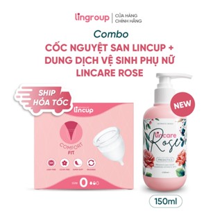  Combo Cốc nguyệt san và dung dịch vệ sinh phụ nữ Lincare Rose cải tiến MỚI  150ml  