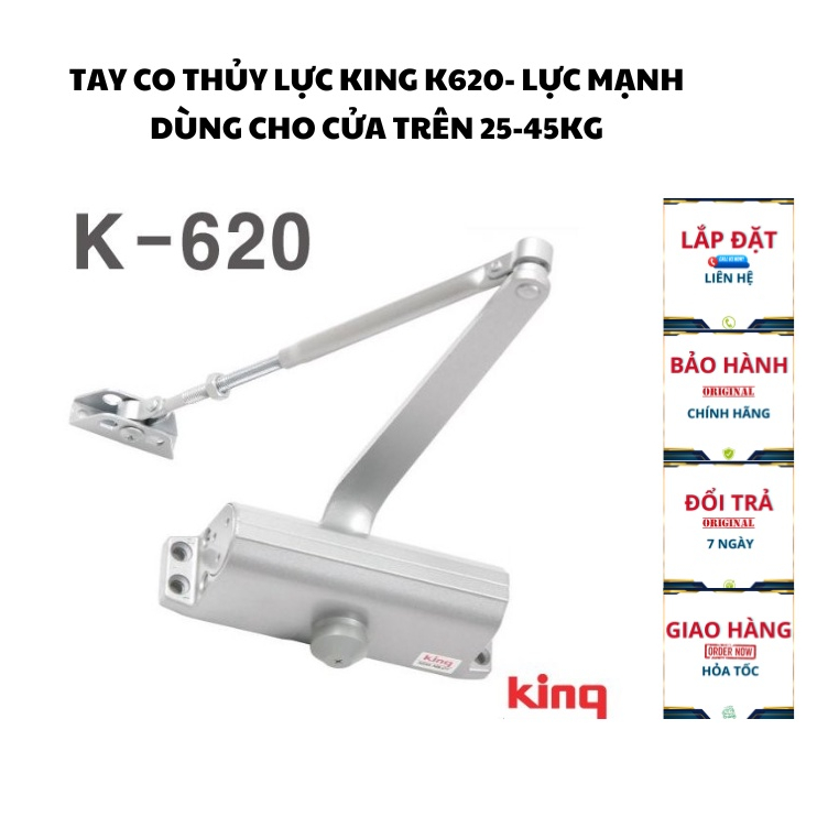 TAY CO THỦY LỰC KING K620 - LỰC MẠNH DÙNG CHO CỬA TRÊN 25-45KG