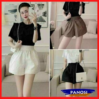 Quần short nữ dập nổi 3D xốp phồng hàng đẹp xinh xắn - Quần đùi nữ xốp hoa phối nhiều kiểu áo PANOSI - MÃ Q508