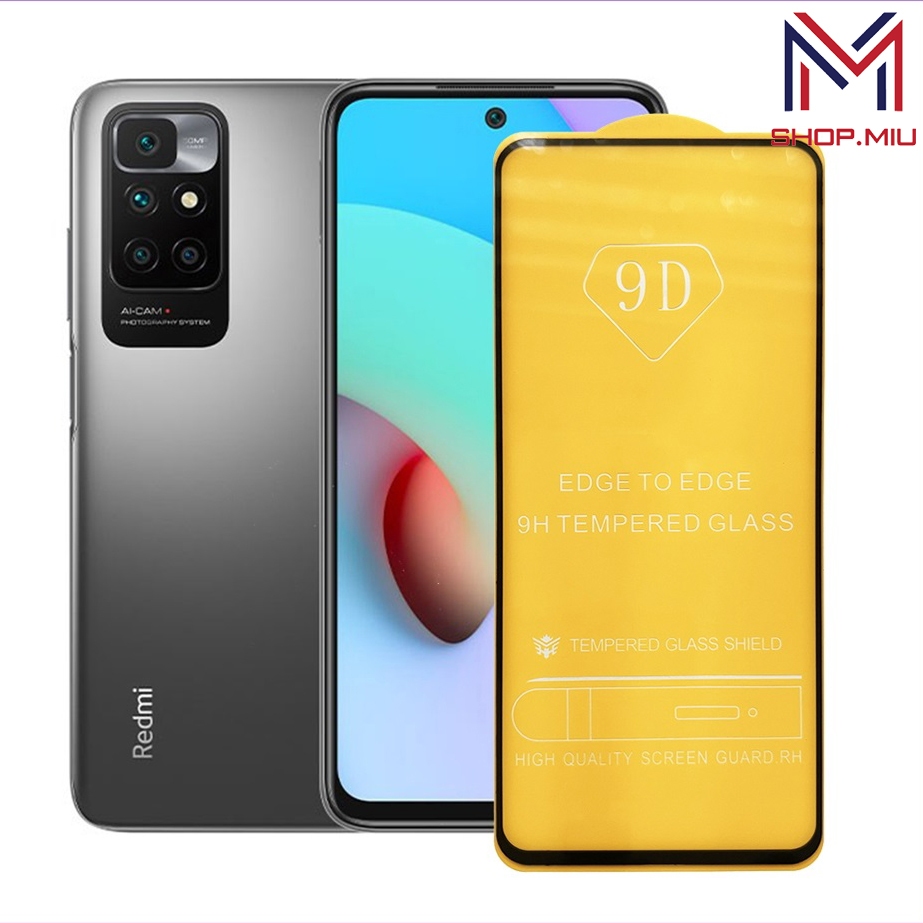 Kính cường lực 9D Xiaomi Redmi 10 full màn tặng giấy lau kính