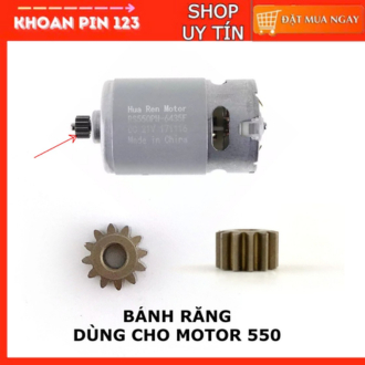 Bánh răng motor 550 chuyên dụng loại 9 răng và 12 răng