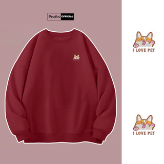 Áo Sweater THÊU Mèo Xám Nam Nữ By PEABOO Unisex Chất Nỉ Lót Bông Form Rộng