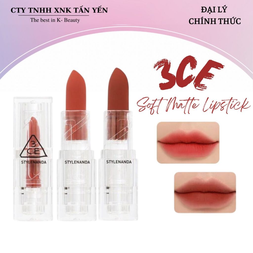 Son Thỏi 3CE Soft Matte Lipstick 3.5g (Vỏ Trong)
