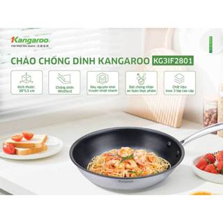 Chảo inox 28cm chống dính đáy từ Kangaroo KG3IF2801