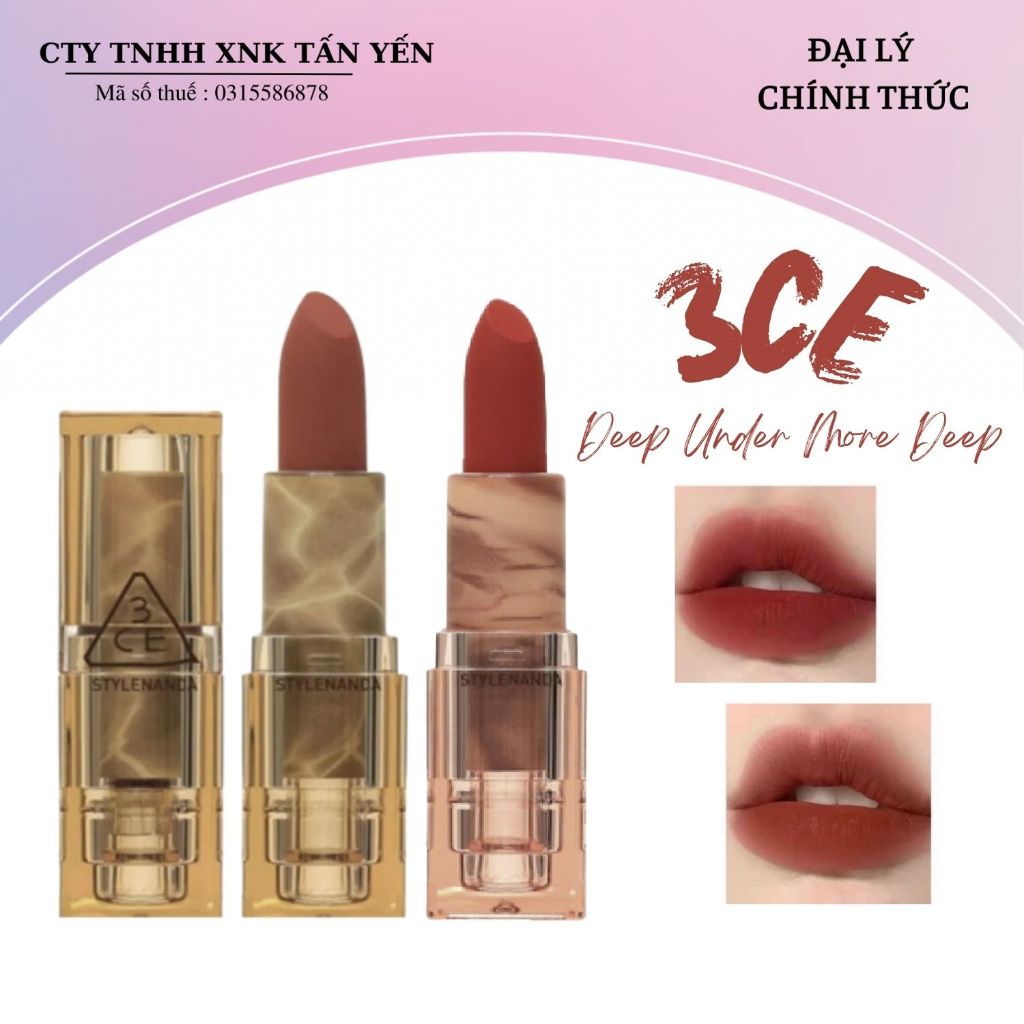 Son Thỏi 3CE Deep Under More Deep Lip Color 3.5g (Vỏ Nâu)